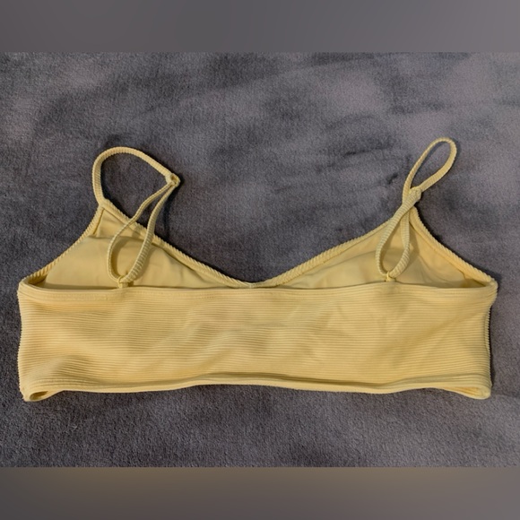 LA Hearts Scoop Neck Yellow Ribbed Bikini Top - Picture 3 of 3